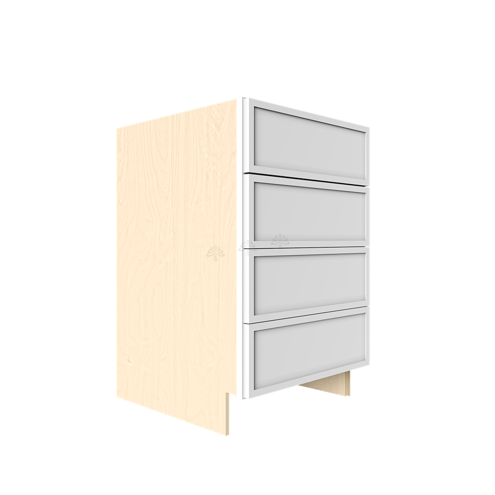 Urban Slim White Shaker Painted Finish Tall Vanity Drawer Base Cabinet with 4 Drawers