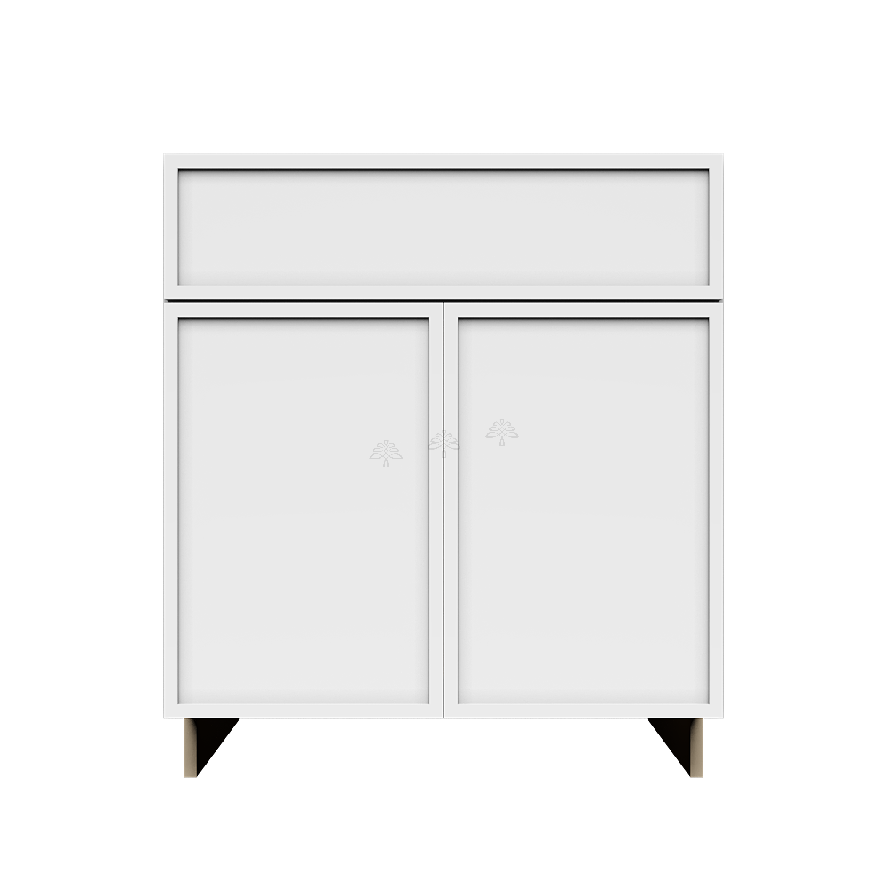 Urban Slim White Shaker Painted Finish Tall Vanity Sink Base Cabinet with 1 False Drawer and 2 Doors