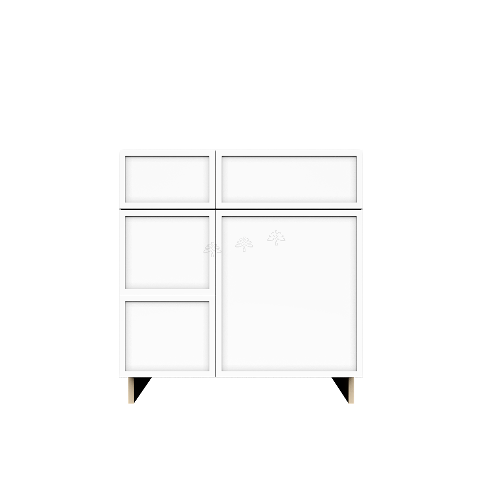 Urban Slim White Shaker Painted Finish Tall Vanity Sink Drawers Combo Cabinet with 2 Drawers On The Left