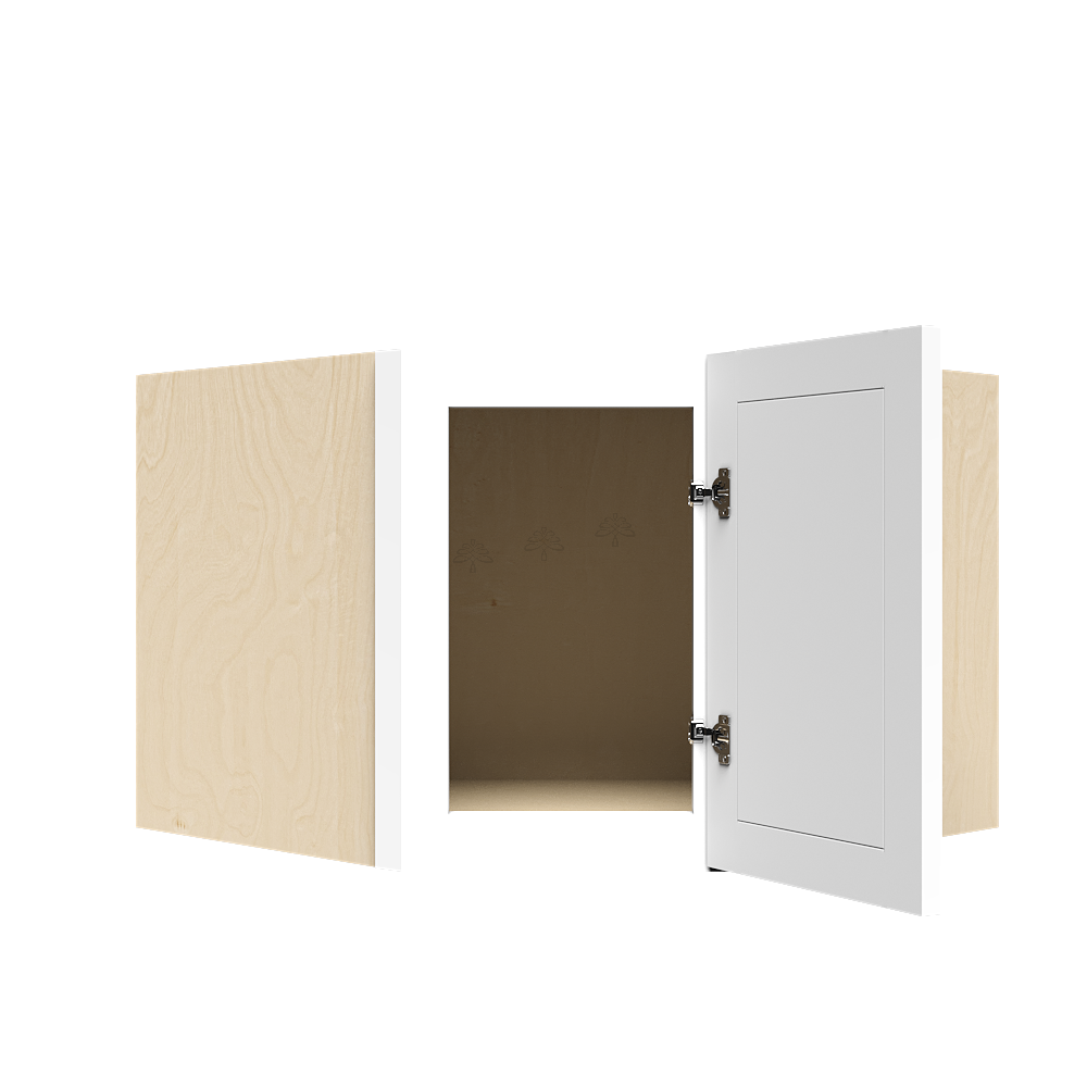 Urban Slim White Shaker Painted Finish Wall Diagonal Corner Cabinet