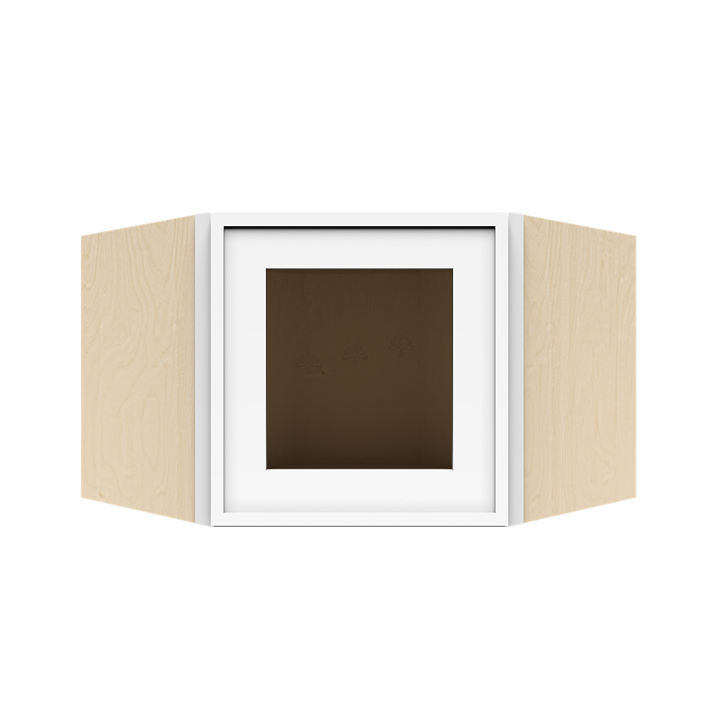 Urban Slim White Shaker Painted Finish Wall Diagonal Mullion Door Cabinet