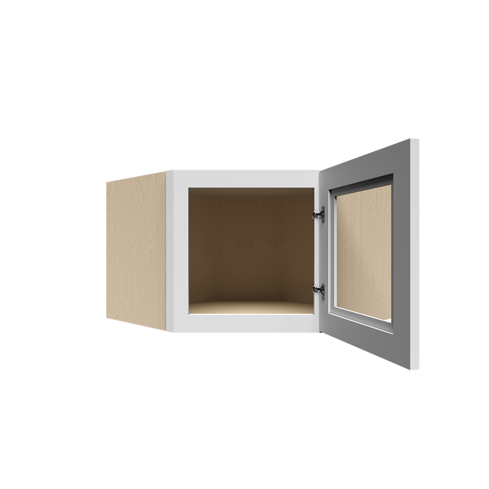 Urban Slim White Shaker Painted Finish Wall Diagonal Mullion Door Cabinet