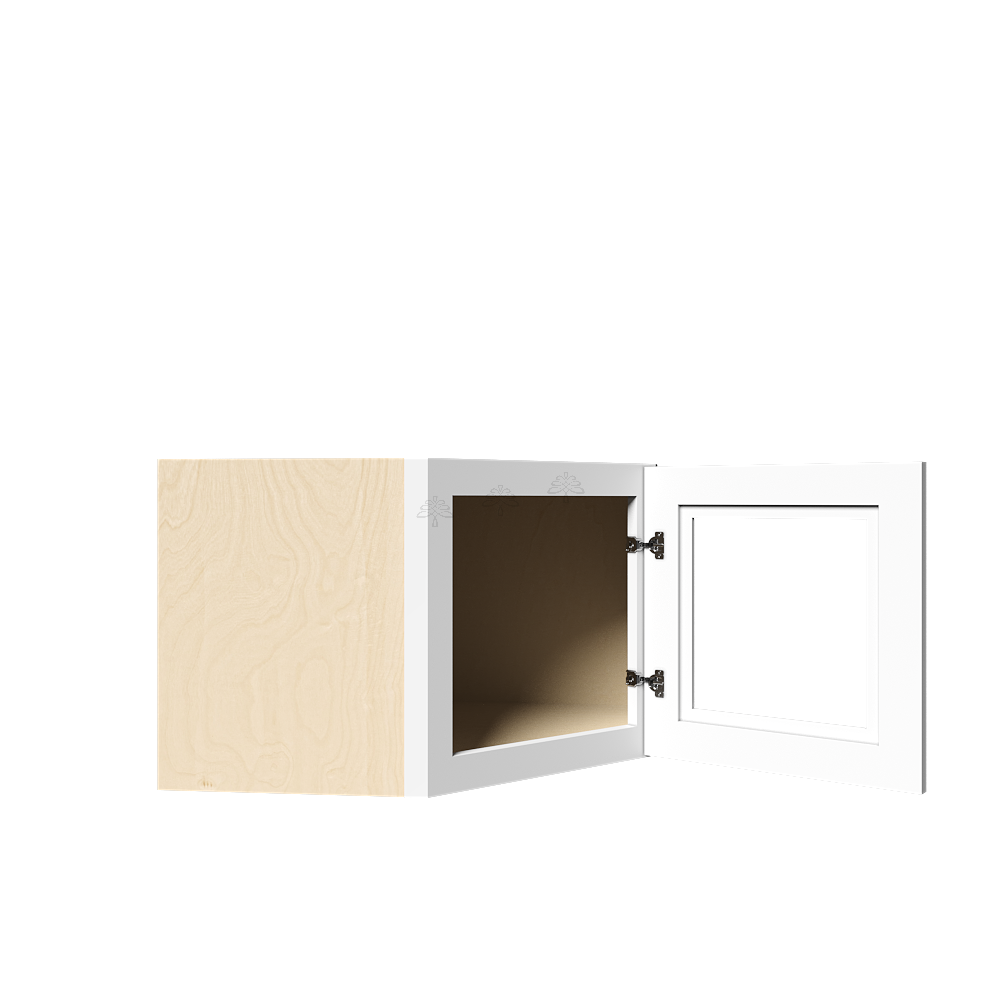 Urban Slim White Shaker Painted Finish Wall Diagonal Mullion Door Cabinet