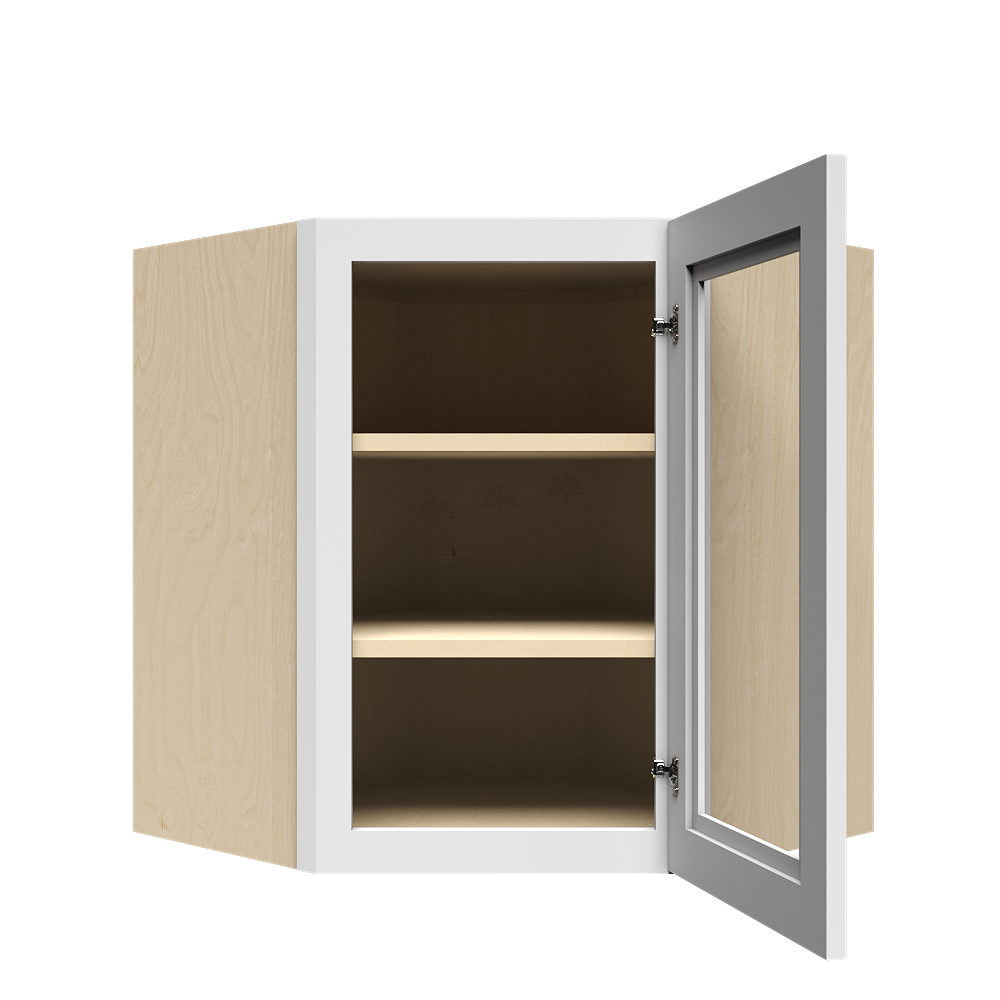 Urban Slim White Shaker Painted Finish Wall Diagonal Mullion Door Cabinet