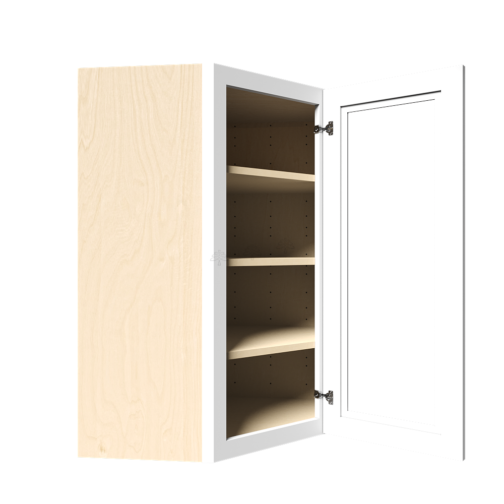 Urban Slim White Shaker Painted Finish Wall Diagonal Mullion Door Cabinet