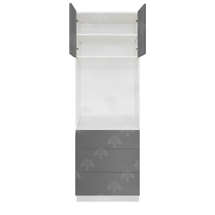 Valencia Gray Series Single Oven Cabinet with 3 Bottom Drawers and 2 Upper Doors