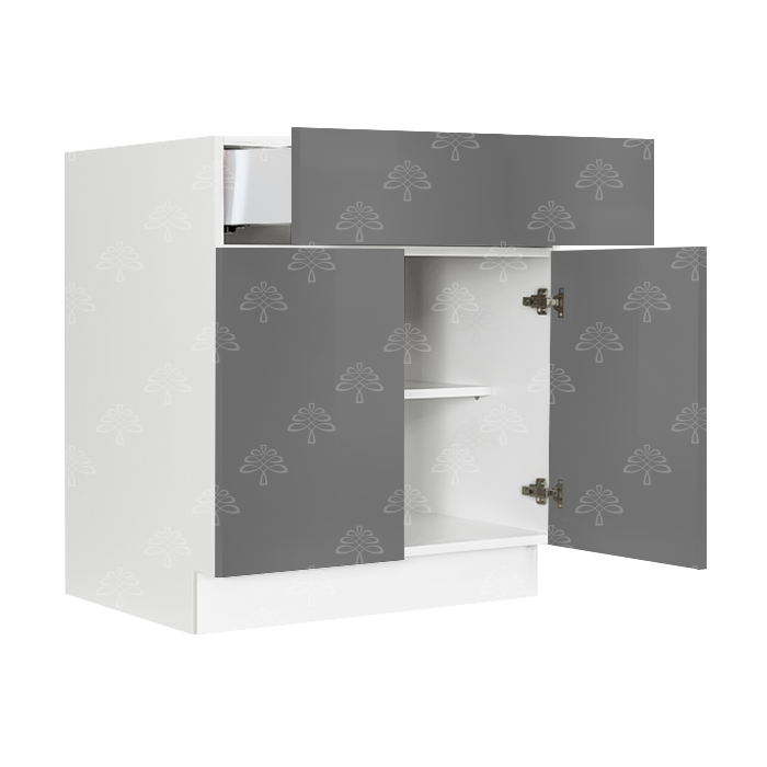 Valencia Gray Series Tall Vanity Base Cabinet with 2 Doors and 1 Drawer and 1 Shelf