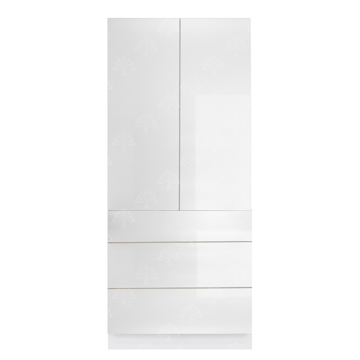 Valencia White Series Finish Pantry Cabinet with Inverted Door and 2 Doors and 3 Drawers