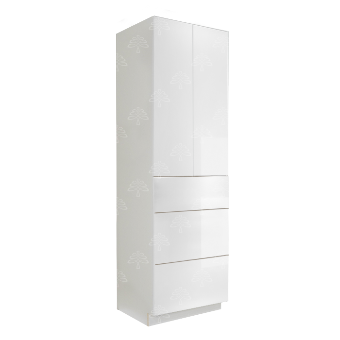 Valencia White Series Finish Pantry Cabinet with Inverted Door and 2 Doors and 3 Drawers
