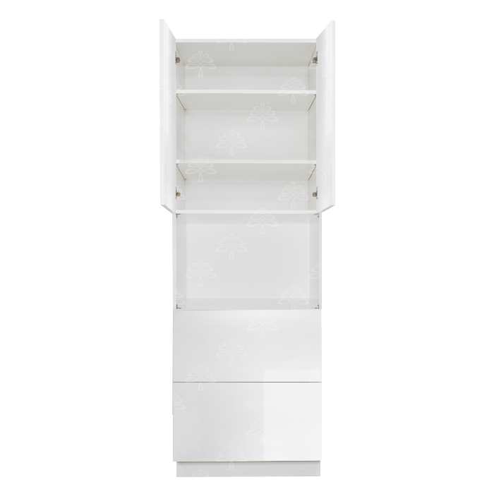 Valencia White Series Finish Pantry Cabinet with Inverted Door and 2 Doors and 5 Drawers