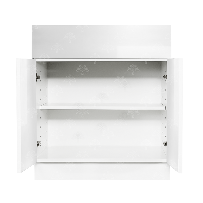 Valencia White Series Tall Vanity Base Cabinet with 2 Doors and 1 Drawer and 1 Shelf