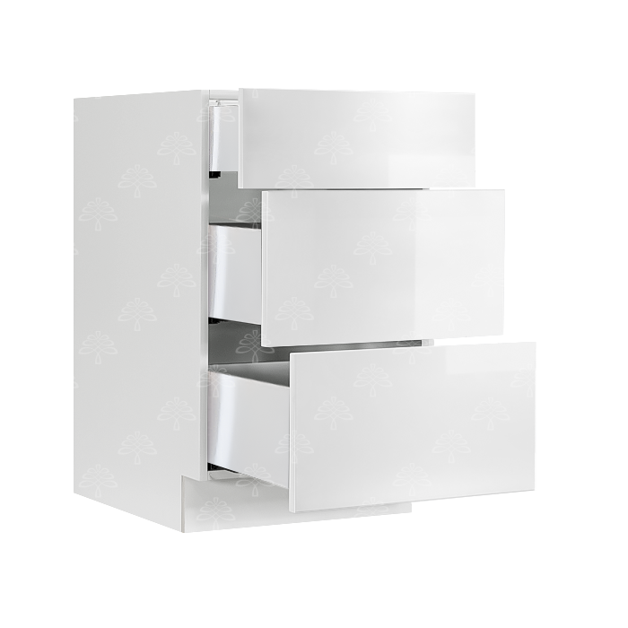 Valencia White Series Tall Vanity Base Cabinet with 3 Drawers