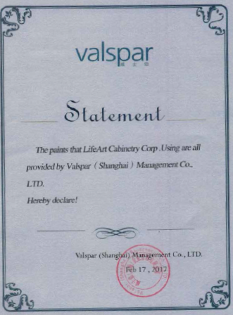 LifeArt paint quality certificate